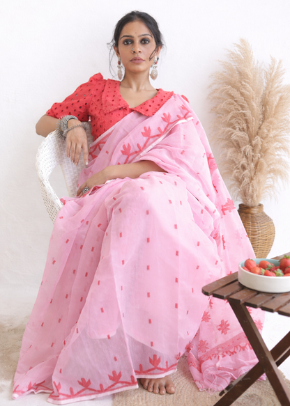 Gulabi Rekha Jamdani