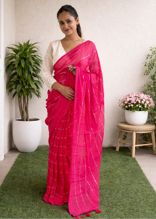 Gulabi Noor Mul Cotton Saree