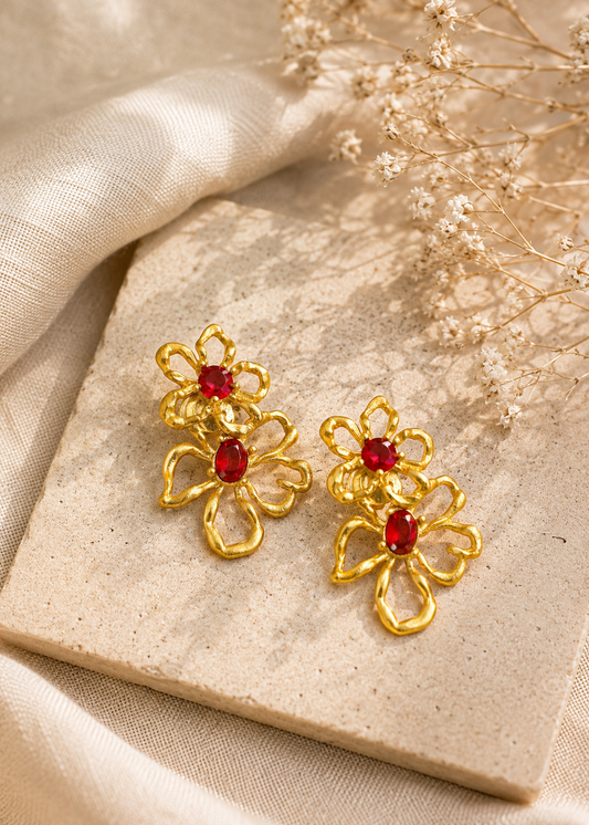 Scarlet Bloom Ear Ring