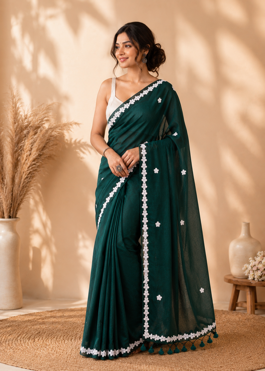 Nayantara Khadi Teal Green