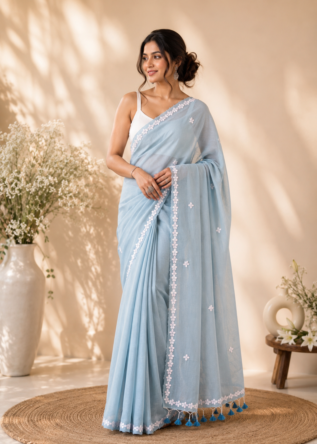 Nayantara Khadi Sky Blue
