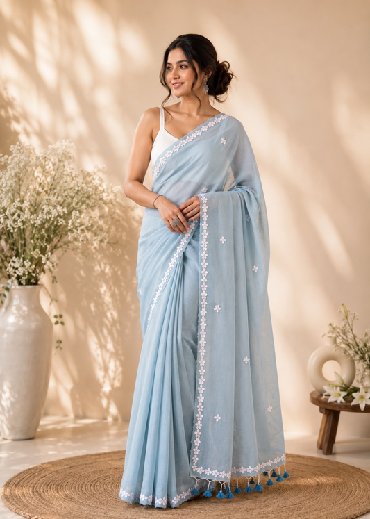 Nayantara Khadi Sky Blue