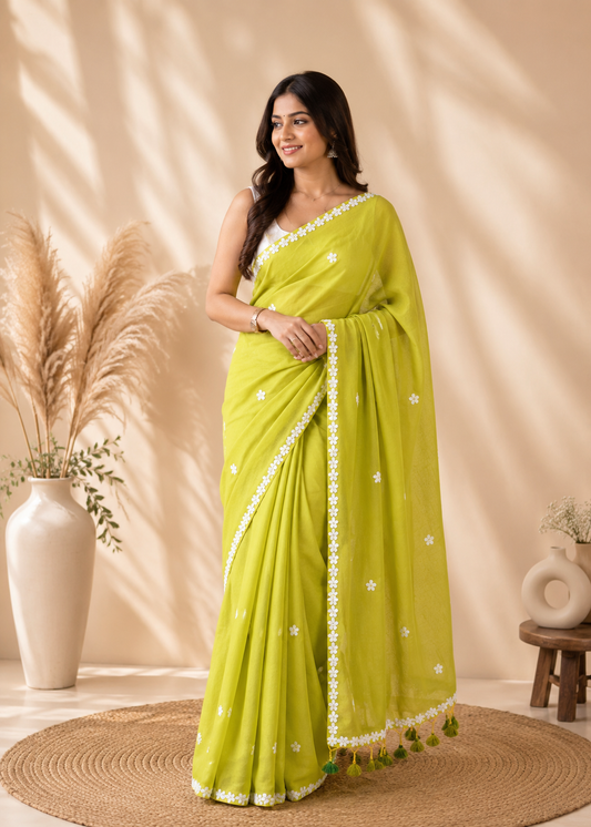 Nayantara Khadi Lime Green