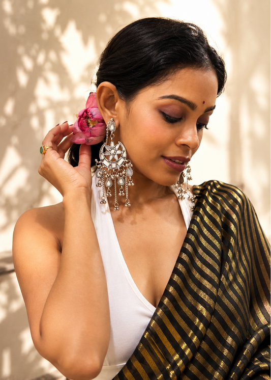 Shringar Oxidised Mirror Ear Rings