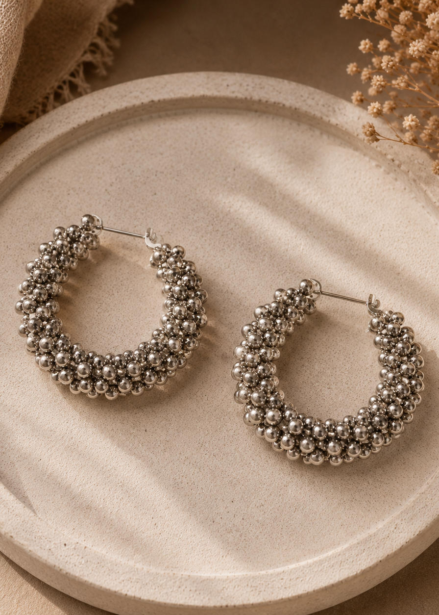 Oxidized Bubble Hoop Earrings