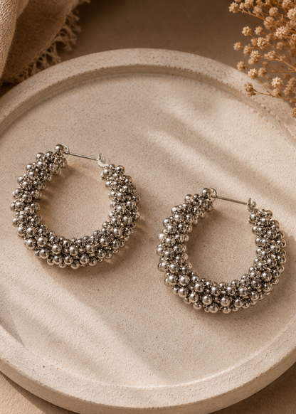 Oxidized Bubble Hoop Earrings