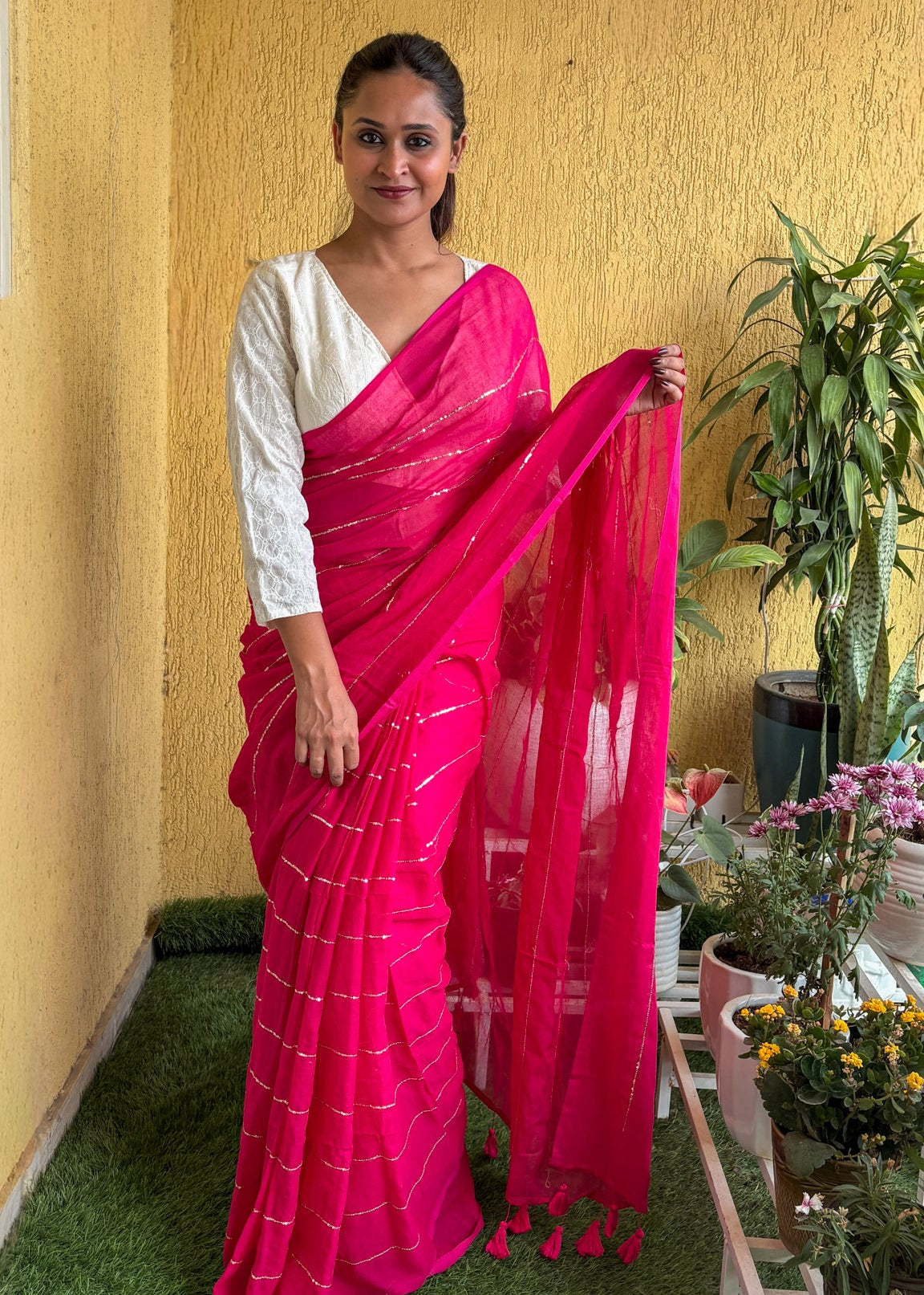 Gulabi Noor Mul Cotton Saree