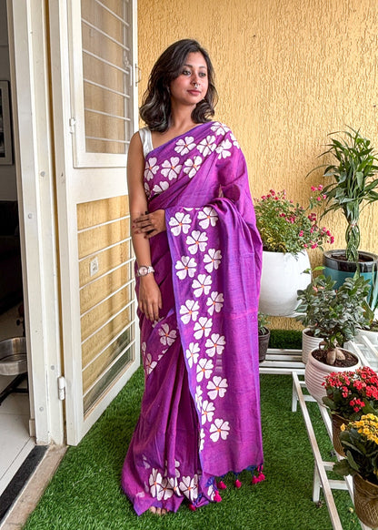 PhoolKatha Cotton Sarees Purple