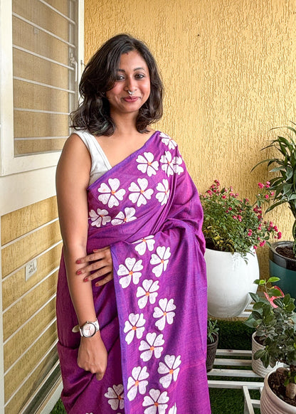 PhoolKatha Cotton Sarees Purple