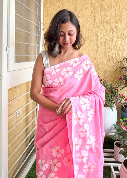 PhoolKatha Cotton Sarees Rose Pink