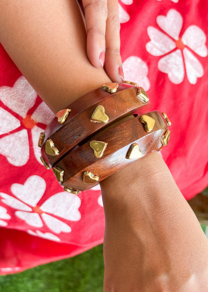 Hridaya Studded Wooden Bangles
