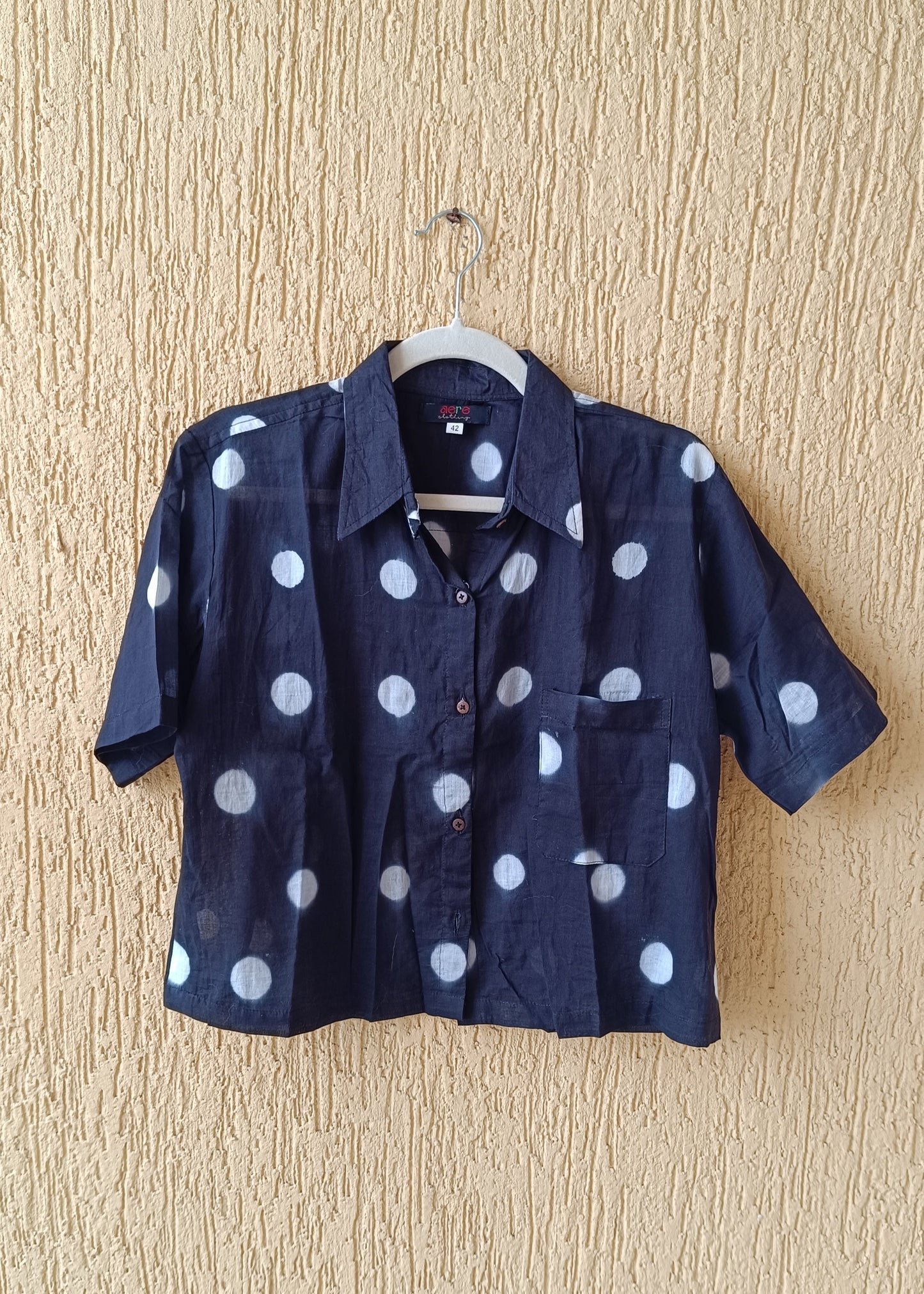 Midnight Mul Hand Block Print Crop Shirt