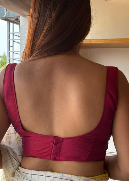 Red Silk Sleeveless Blouse