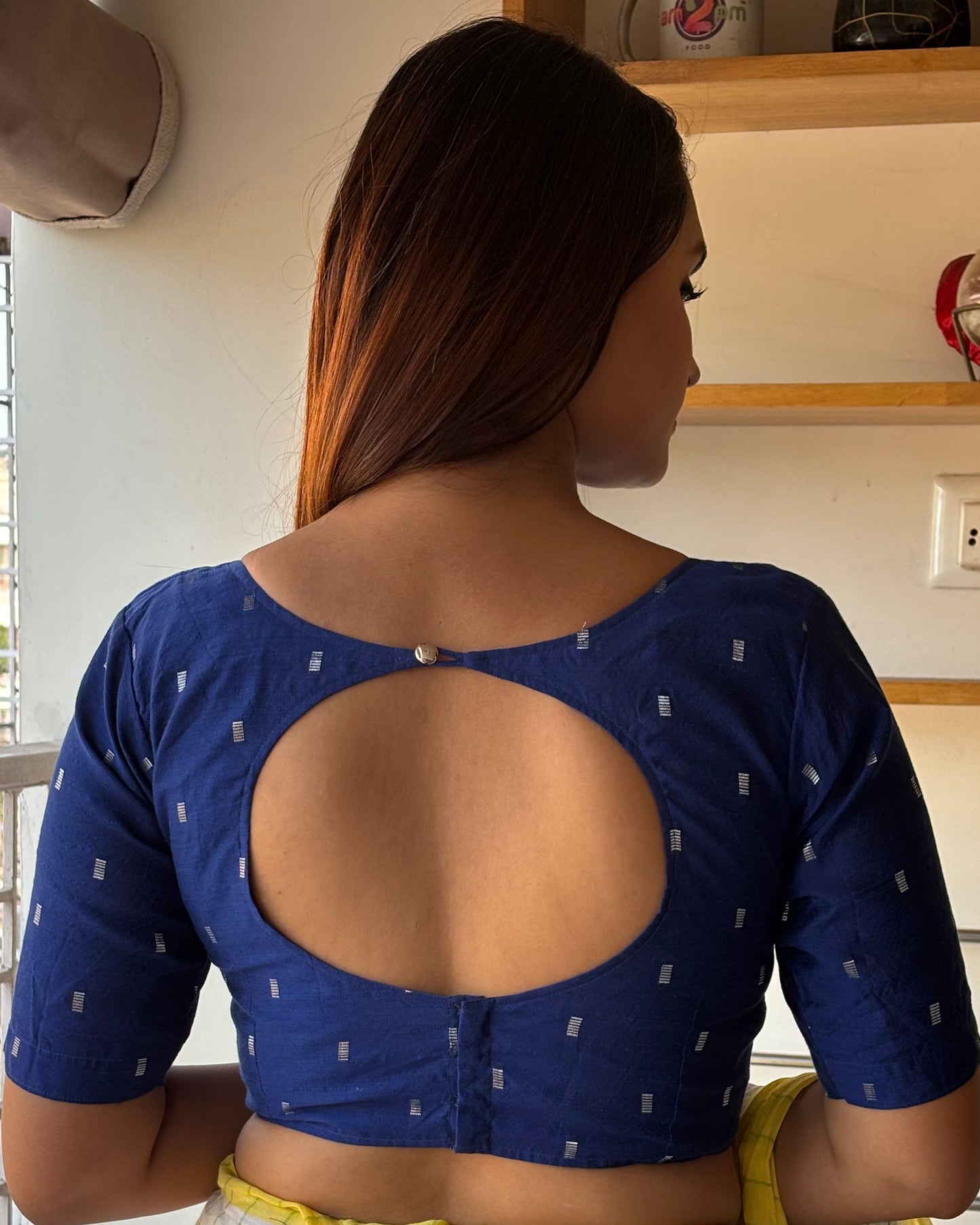 Royal Blue Raw Silk Blouse