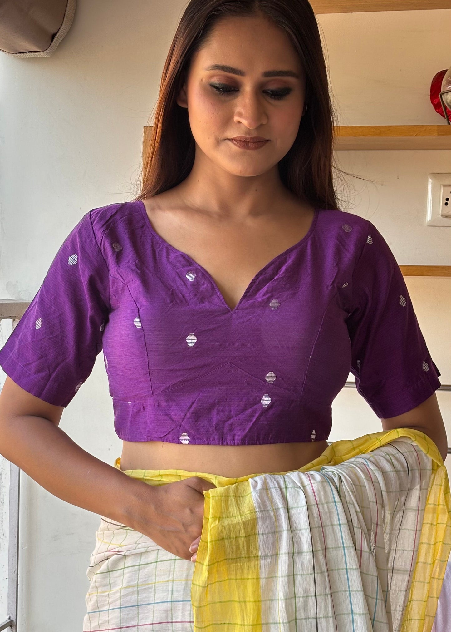 Purple Raw Silk Blouse