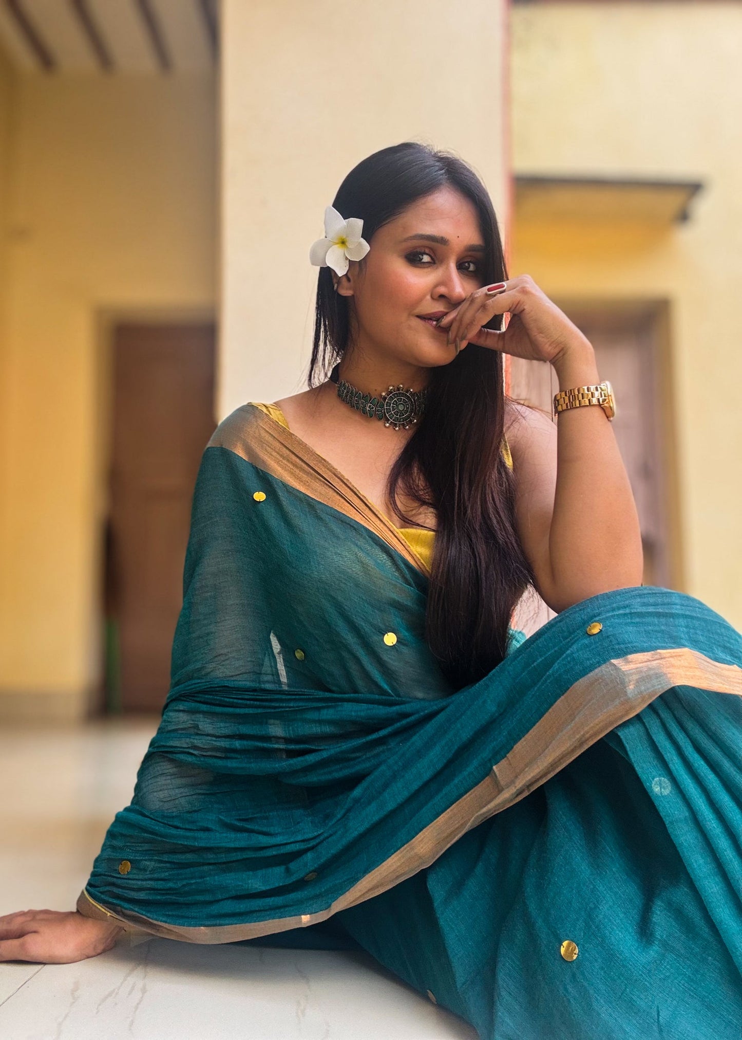 Hariyali Noor Mul Cotton Saree