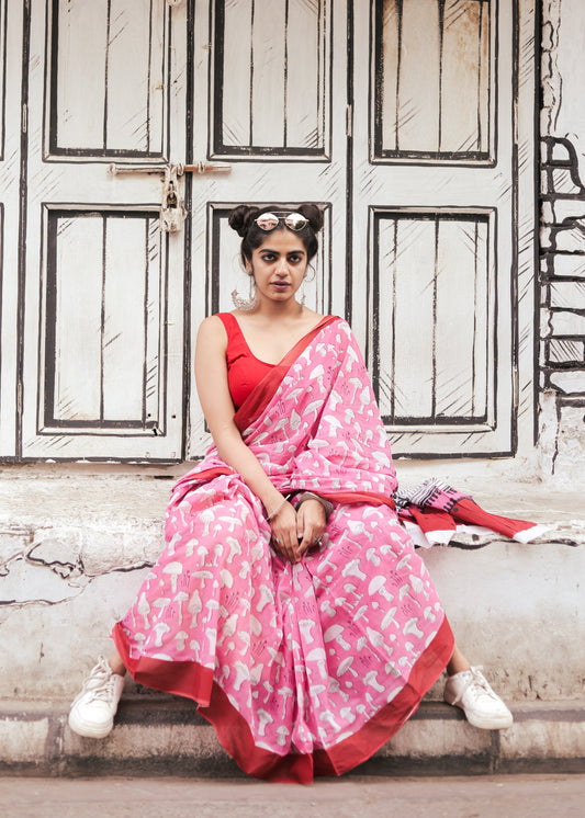 Pink Mushroom Print Mul