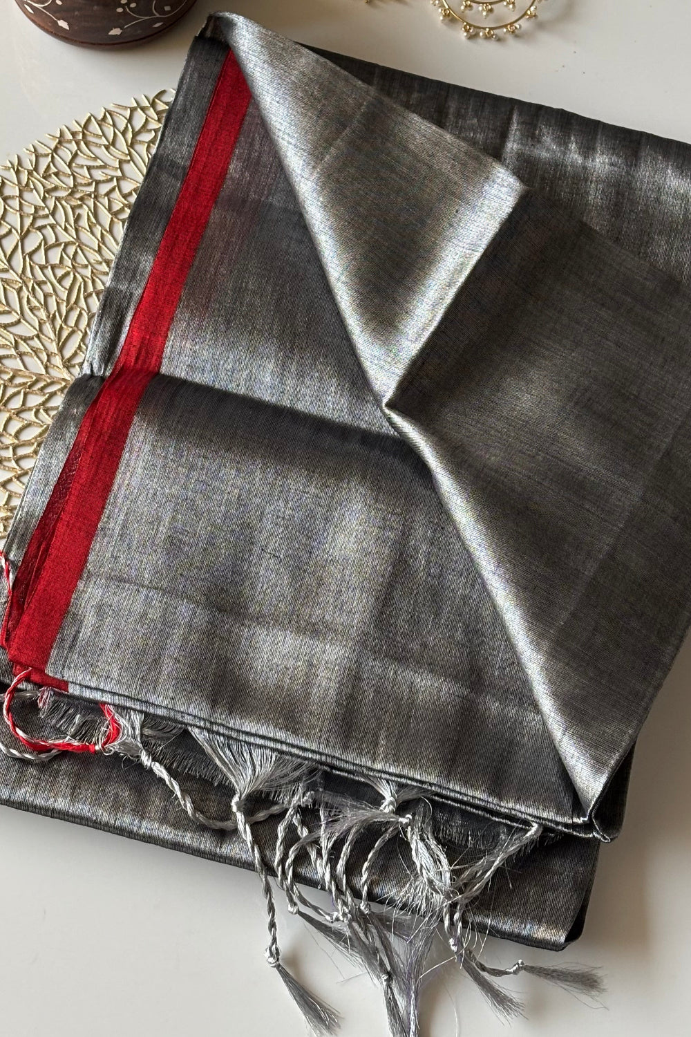 Raga Tissue - Silver & Maroon