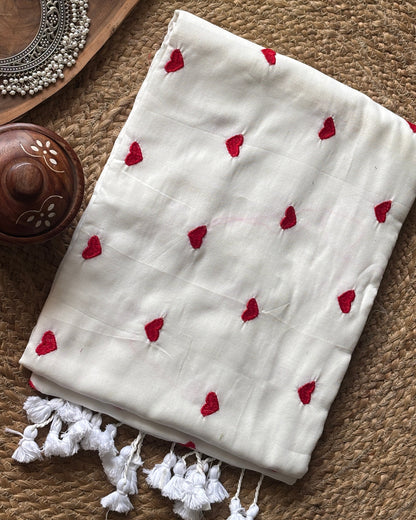 White & Red Love Khadi