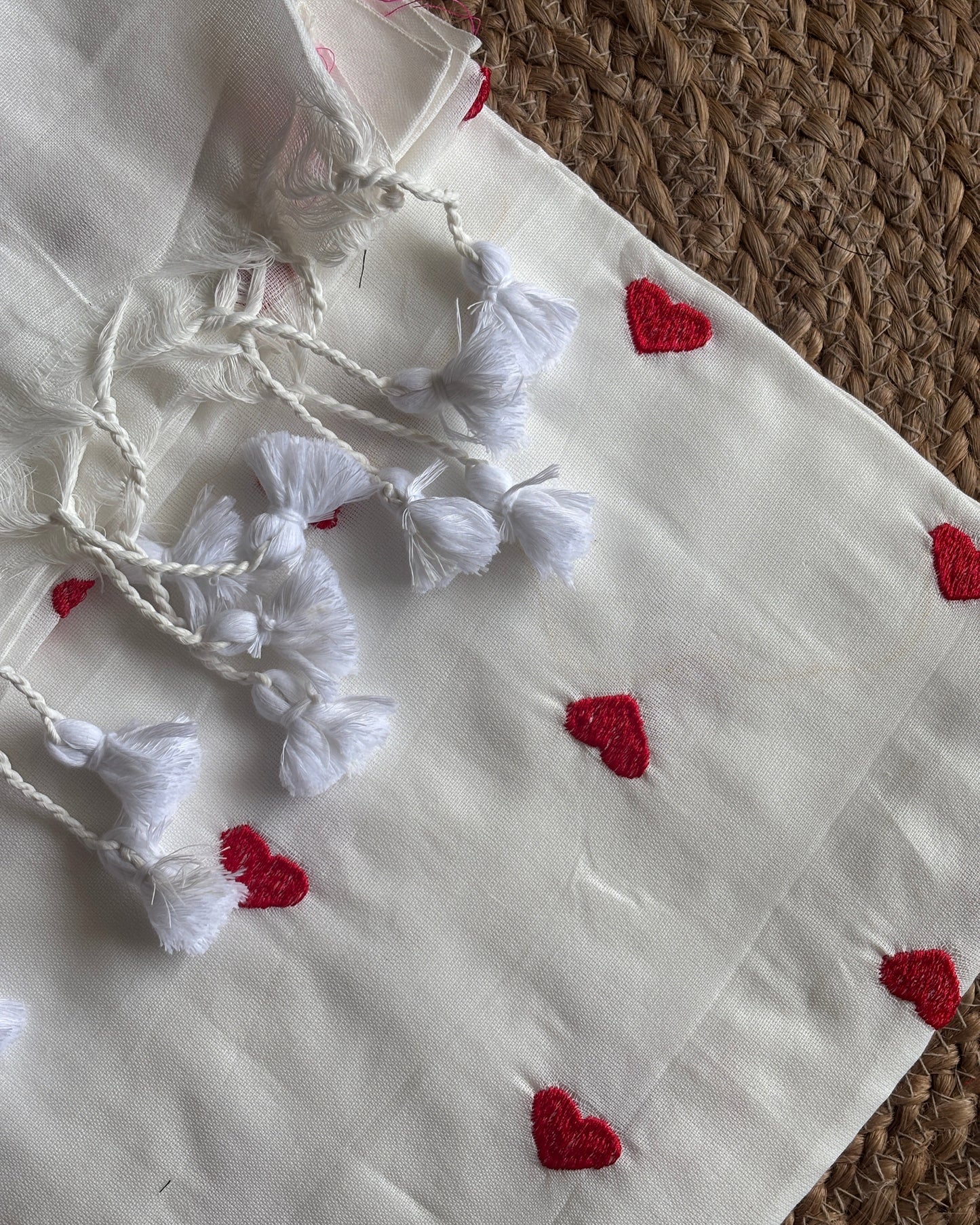 White & Red Love Khadi