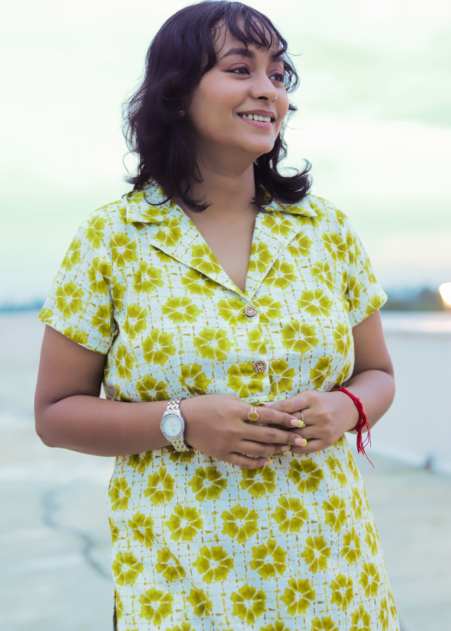 Ditsy Muse Collared Kurti