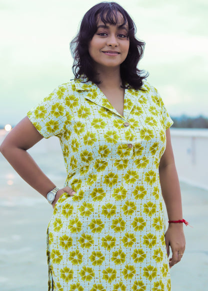 Ditsy Muse Collared Kurti