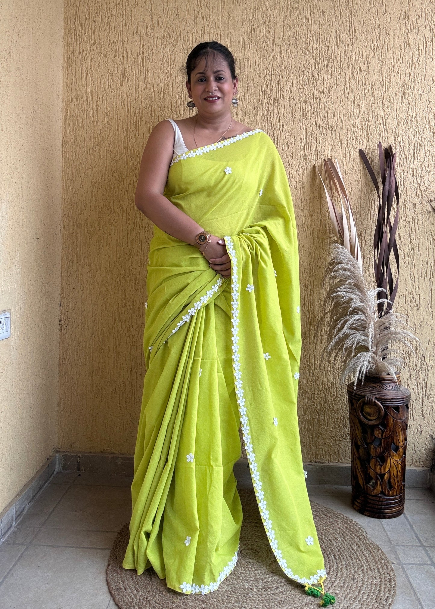 Nayantara Khadi Lime Green