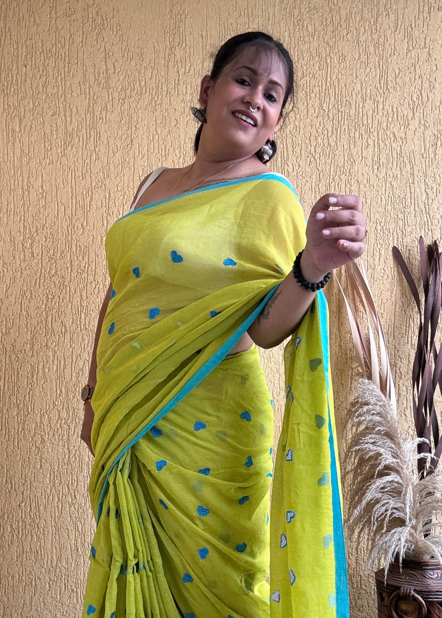 Dilika Mul Saree Lime Green